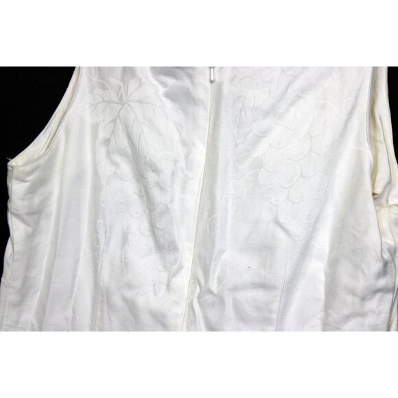 Vtg 1980s Espirit Dress Women White on White Tank Summer Wine Grapes Leaves Vine - Picture 10 of 14